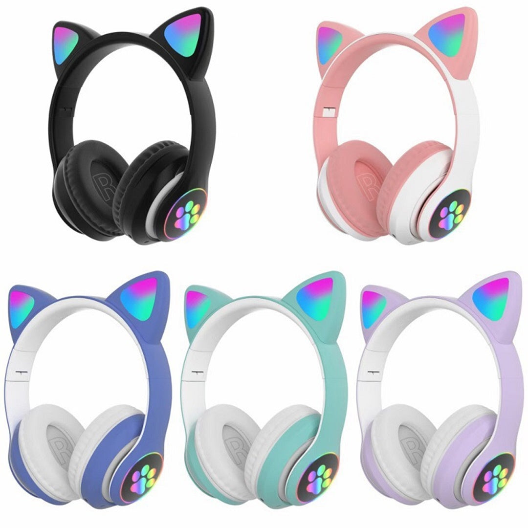 Casti Wireless cu model urechi de pisica, pliabile