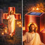 Cruce Solara LED pentru Mormant, 57 x 25 x 8 cm