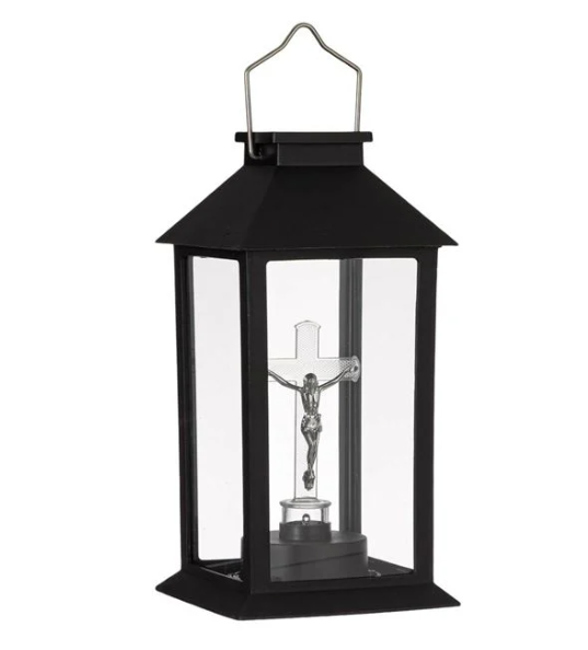 Set 2 x Felinar solar Cruce LED, Negru, 28 cm