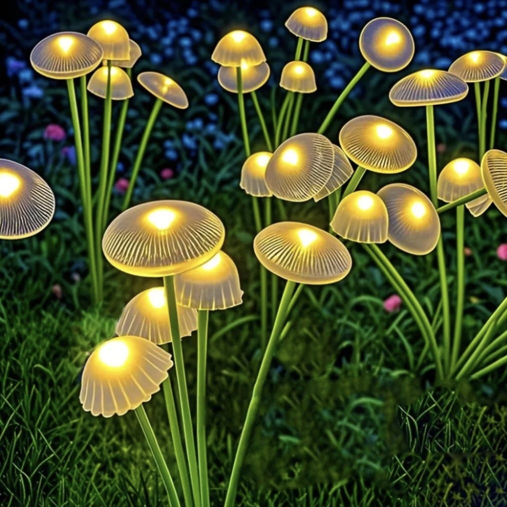 Set 2 x lampa solara 6 LED Jellyfish, Alb cald