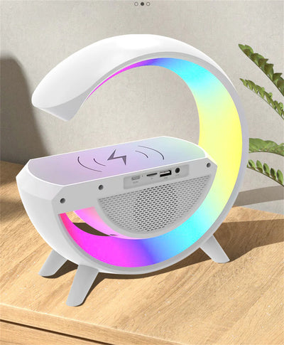 Statie de incarcare wireless 3in1, cu lampa RGB si boxa Bluetooth