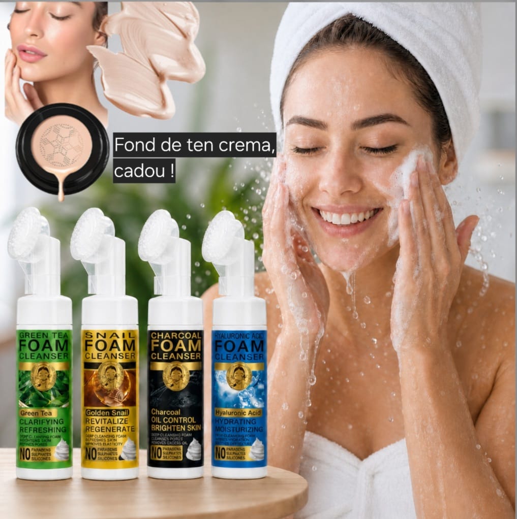 Spuma de curatare faciala + fond de ten crema, CADOU !