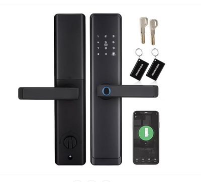 Incuietoare Inteligenta wireless, smart Lock wireless, cu 5 moduri de acces, 2 carduri, amprenta digitala, PIN, 2 chei