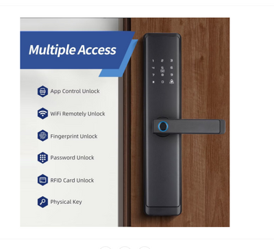 Incuietoare Inteligenta wireless, smart Lock wireless, cu 5 moduri de acces, 2 carduri, amprenta digitala, PIN, 2 chei