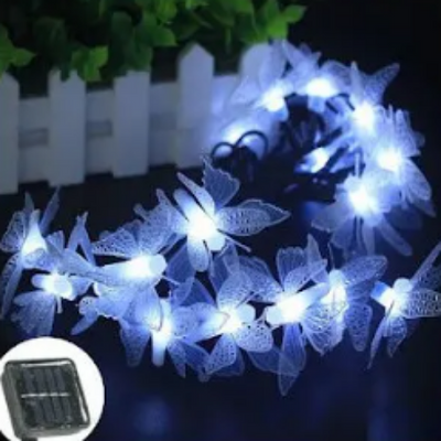 Set 2x instalatie solara 50 LED, ghirlanda luminoasa cu fluturi