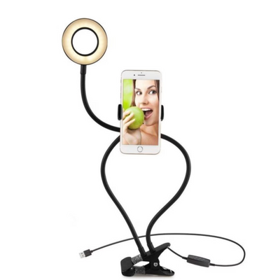 Lampa Selfie Light Ring 2in1 cu suport flexibil telefon pentru streaming