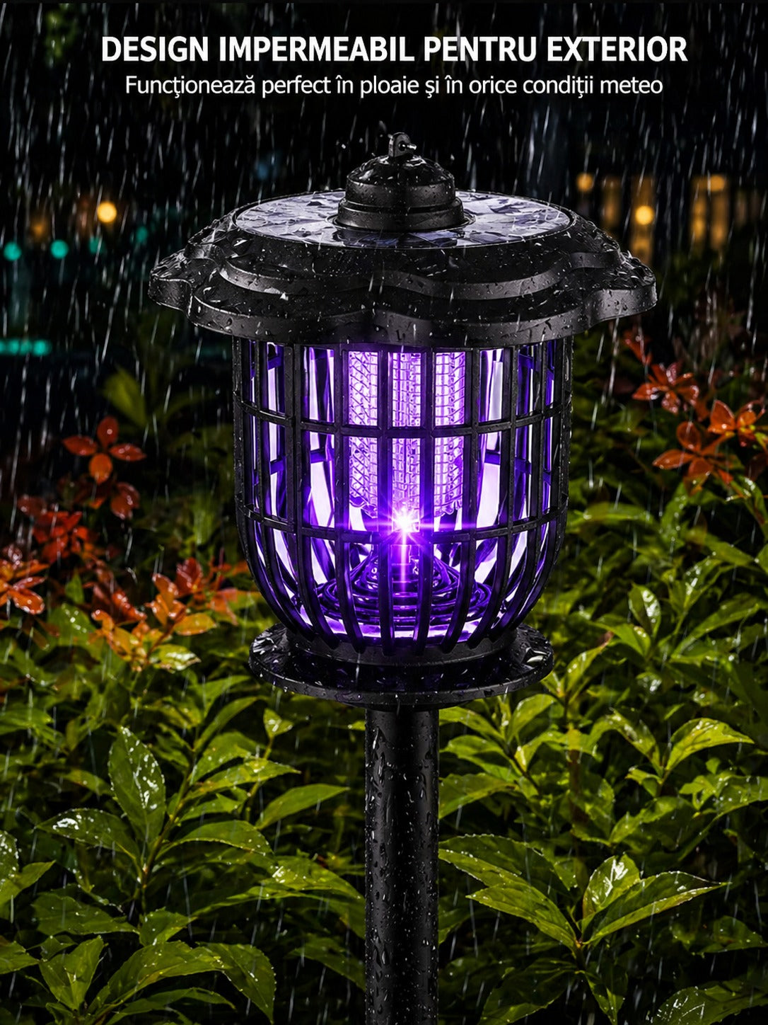 Lampa solara LED si UV, 2 in 1, anti tantari sau decorativa, 52cm inaltime