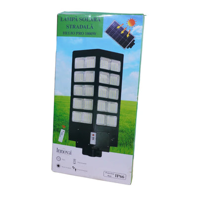 Lampa Solara Stradala Helio PRO Innova 1000W – LED 80 000 lm, Senzor Miscare, Senzor Lumina IP66, Telecomanda & Suport Prindere