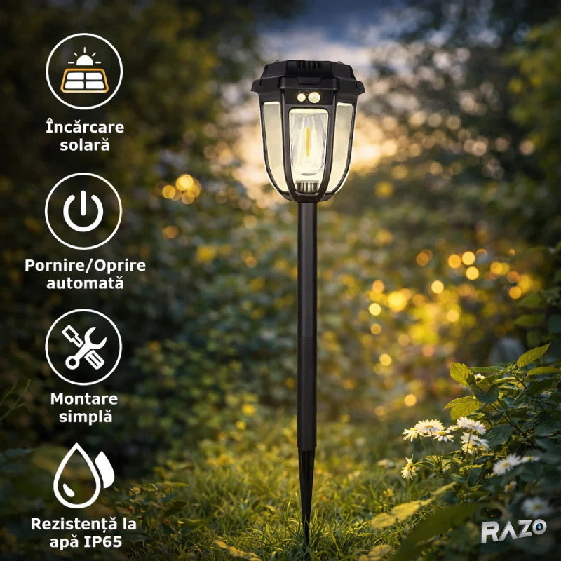 Lampa solara cu senzor miscare, montare sol/perete