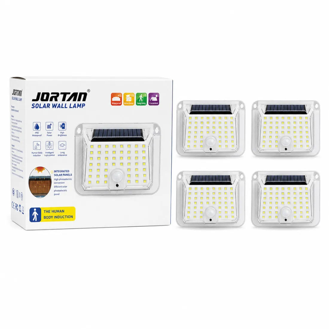 Set 4 Lampi Solare 90 LED Jortan, Senzor de Miscare, IP65, 1200mAh