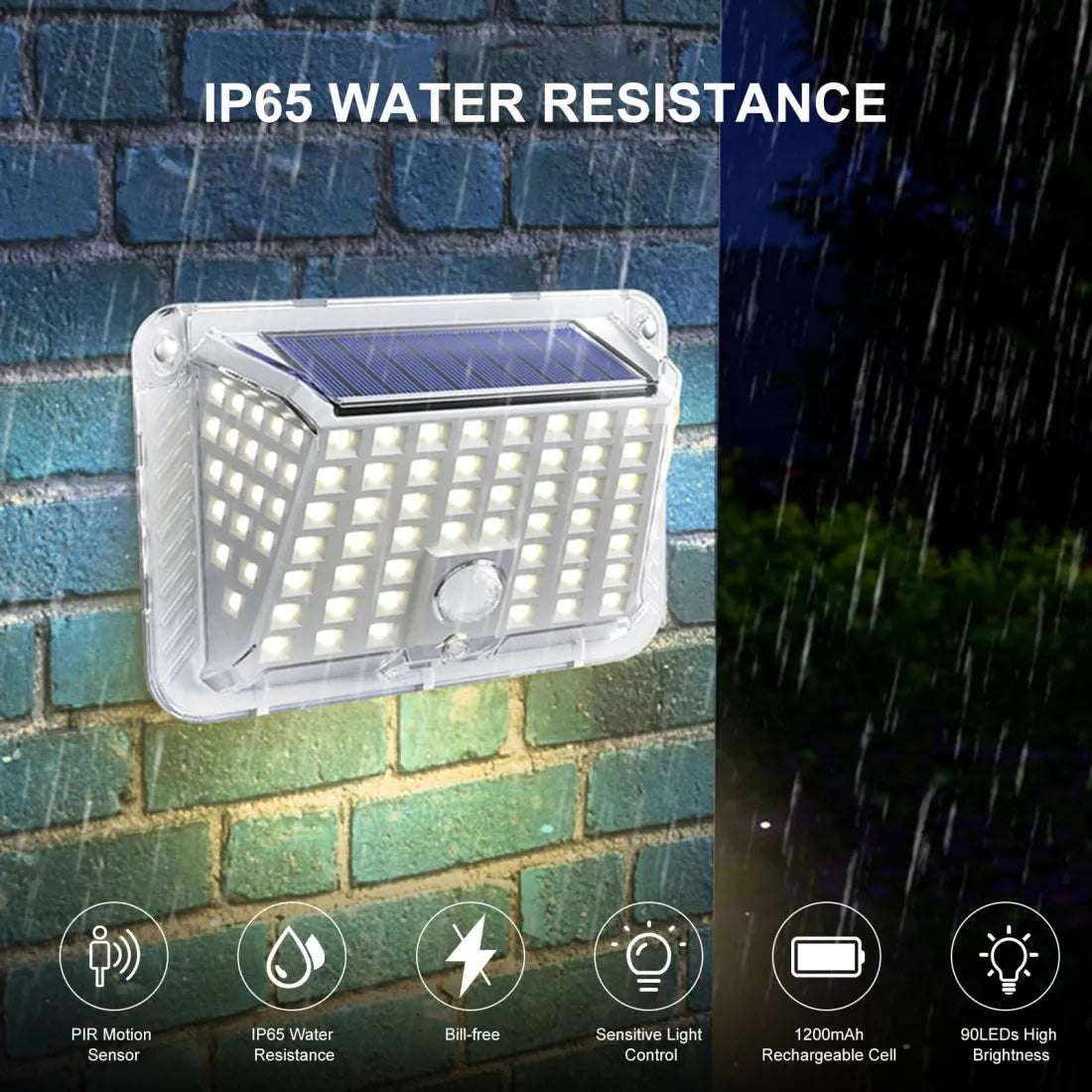 Set 4 Lampi Solare 90 LED Jortan, Senzor de Miscare, IP65, 1200mAh