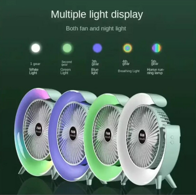 Mini ventilator RGB cu 3 trepte de ventilatie 5 moduri de iluminare