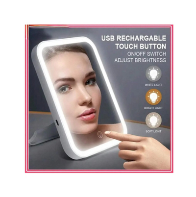 Oglinda cosmetica portabila LED cu baterie reincarcabila, design pliabil