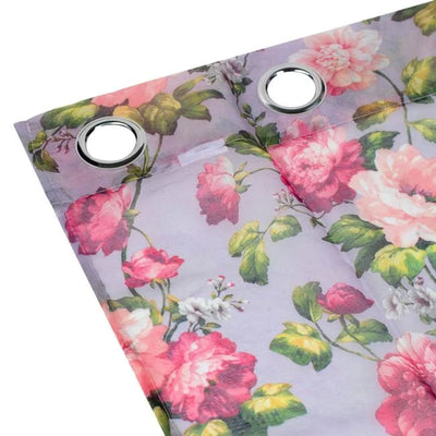 Set Perdea 140x260 cm  Mov Lila Floral cu Inele