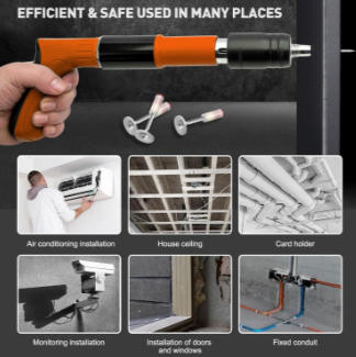 Pistol pentru nituri, 50 de cuie, pentru ziduri de beton si caramida