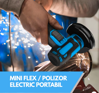 Polizor unghiular, design portabil, cu 2 acumulatori
