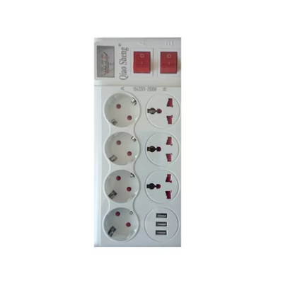 Prelungitor inteligent cu 7 prize, protectie IP20, cu 3 porturi USB, lungime 2 m, max 2500W, alb