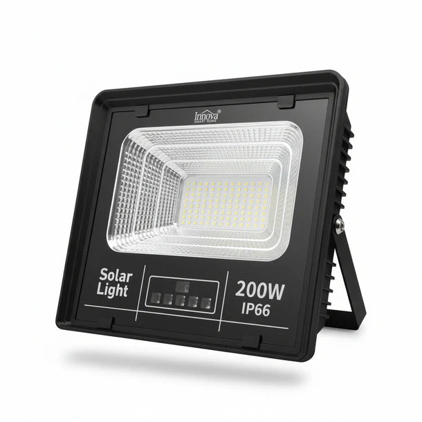 Proiector solar Innova 200W, IP66, 6500K, telecomanda, indicator baterie