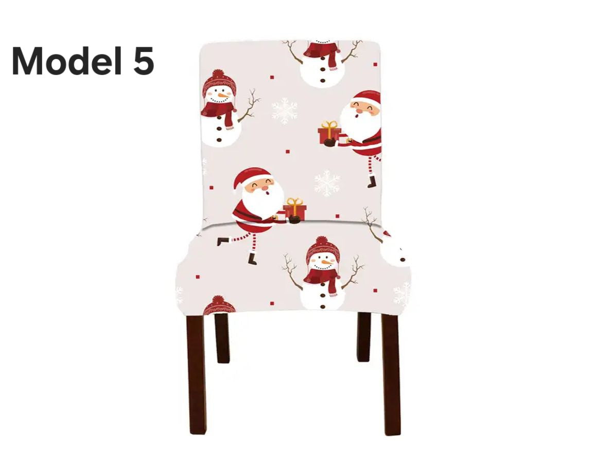 Set 6x huse pentru scaune cu model Craciun