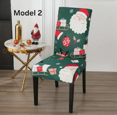 Set 6x huse pentru scaune cu model Craciun