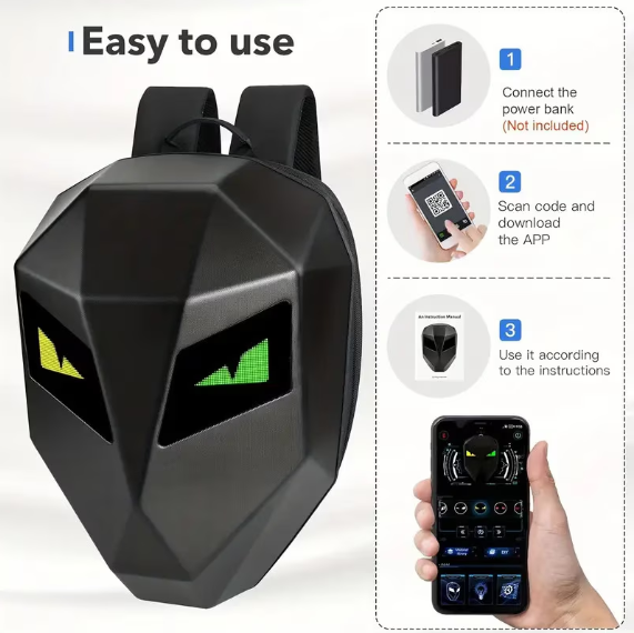 Rucsac Smart cu Display LED Animat - Design Futurist si Control prin Aplicatie