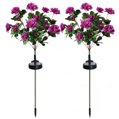 Set 2 x Lampa solara Trandafiri Roz, 7 flori LED, IP66, iluminare calda
