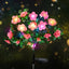 Set 2 x Lampa solara Trandafiri Roz, 7 flori LED, IP66, iluminare calda