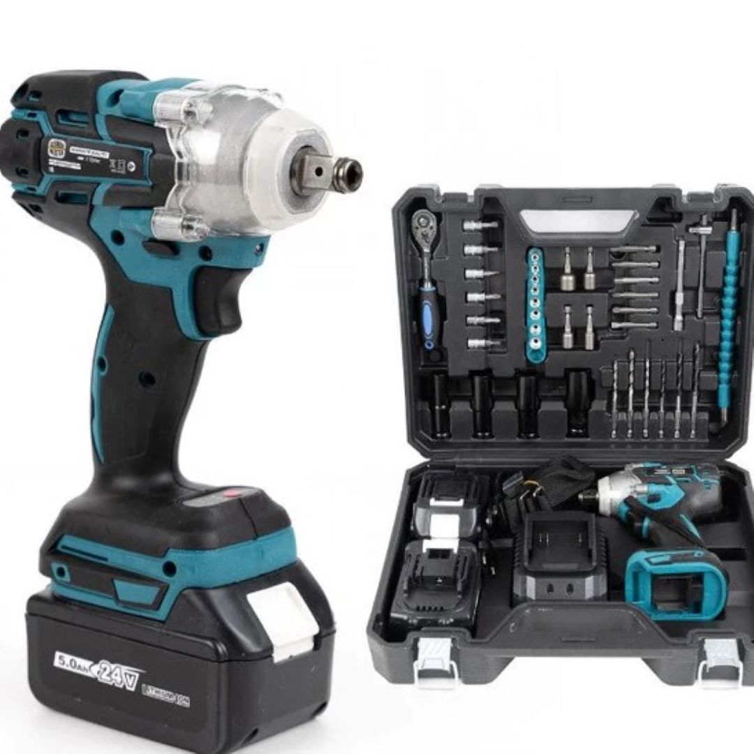 Trusa bormasina cu impact German Meister, cu 40 accesorii si 2 Acumulatori, 350Nm, 24V, 5Ah