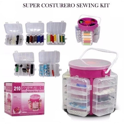 Trusa de cusut si croitorie portabila cu 210 piese