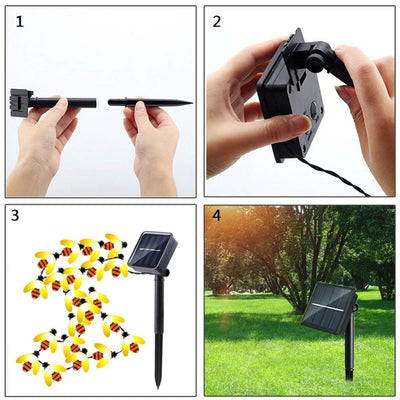 Set 2x Instalatie solara lumini 30 LED, model albinute pentru interior-exterior
